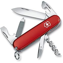 Victorinox Sportsman Navaja con 13 funciones incluyendo hoja grande, lima de uñas y sacacorchos, color rojo
