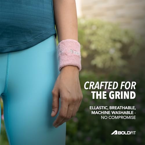 Image of Boldfit Cotton Wrist Band for Men & Women 3 Inch - Wrist Sweat Band for Badminton Football, Basketball, Running & Athletic Sports, Sweat Absorbent Wrist Bands