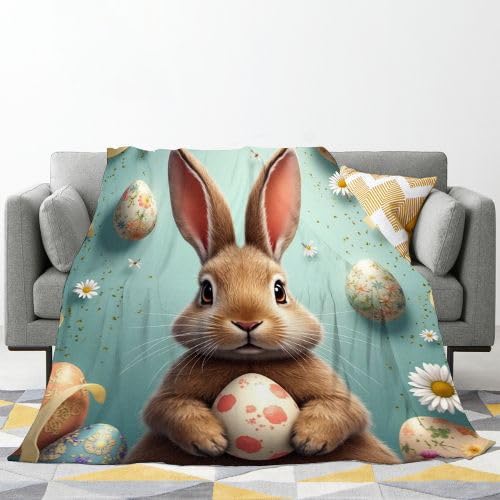 Manta Polar 220 x 240 Conejo Amarillo, Mantas de Franela Mantilla para Cama 135/150, Microfibra Manta de Viaje Multiuso para Oficina Niños y Adultos, 220x240 cm A167