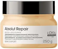L'Oréal Professionnel Serie Expert Absolut Repair, Máscara de Reparação Intensiva para Cabelos Danificados e Finos com Quinoa Dourada, Reconstrução Instantânea e Brilho Intenso, 250g