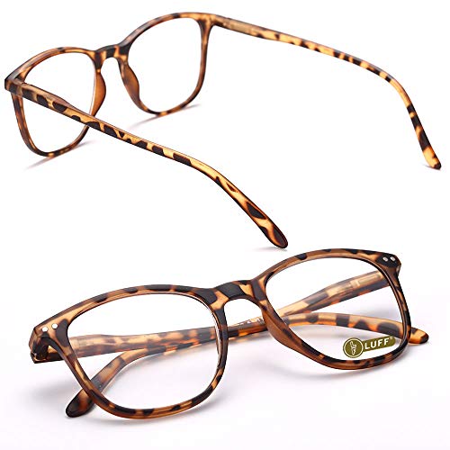 LUFF 2Pcs Reading Glasses, HD Fashion Readers for Men Women TV Computer Glasses