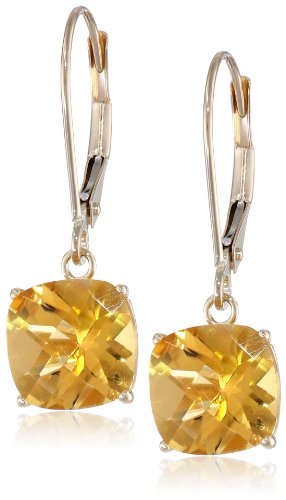 Amazon Collection 10K Yellow Gold 8Mm Round November Birthstone Citrine Dangle Earrings For Women With Leverbacks #TOP3