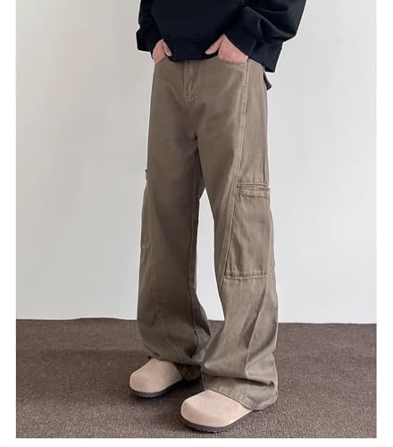 Mens Baggy Cargo Jeans Y2K Hip Hop Casual High Waist Wide Leg Bootcut Flared Jean Pants for Man Streetwear2