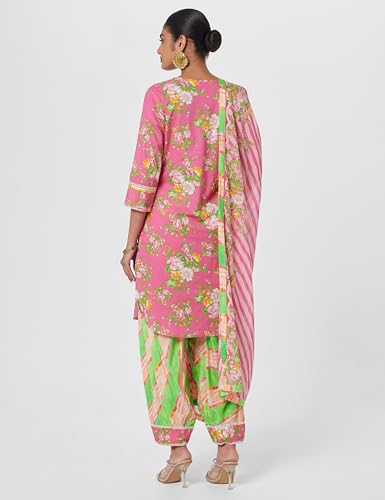 Image of BIBA Women Cotton Straight Kurta Palazzo Suit Set
