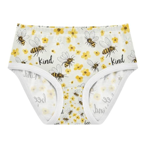 Toddler Girl Panties, Cute Cartoon Bees Girls' Cotton Brief Underwear, 2T–8 Years
