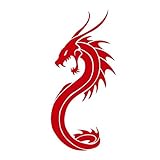 Applicable Pun Horned Serpent Snake Sea Dragon Snarling Fangs - Vinyl Decal for Outdoor Use on Cars, ATV, Boats, Windows and More - Red 4 inch