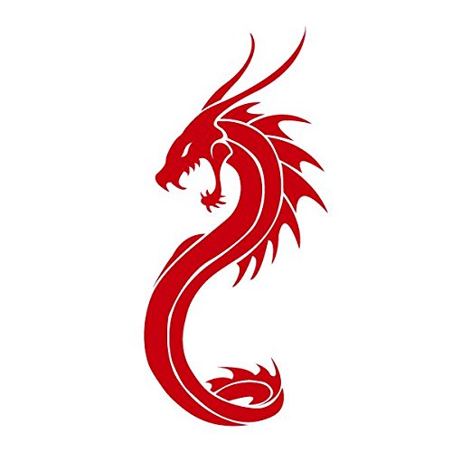 Applicable Pun Horned Serpent Snake Sea Dragon Snarling Fangs - Vinyl Decal for Outdoor Use on Cars, ATV, Boats, Windows and More - Red 4 inch