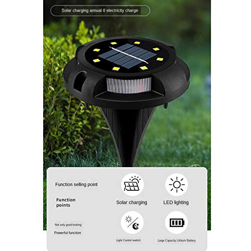 #N/A 1pc 8-LED Solar Power Buried Light, Waterproof Under Ground Lamps Outdoor Path Way Garden Decki