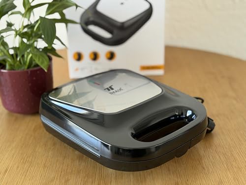 Sandwichera 3 en 1 – Grill, Gofrera y Sandwichera | 1400W | Placas Antiadherentes Intercambiables | Control Automático de Temperatura | Color Negro, Almacenamiento Vertical, MS1401 - imagen 3