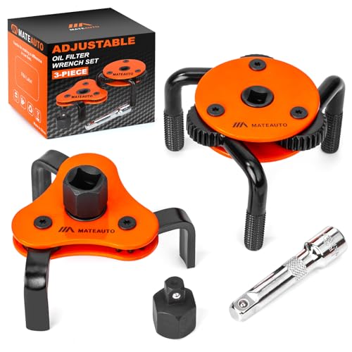 MateAuto Universal 3-Jaw Oil Filter Wrench Set, Adjustable 2-Way...
