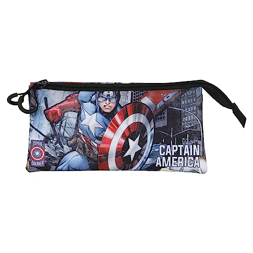 Marvel Captain America Defender-FAN Triple Pencil Case 2.0, Multicolour, 23 x 11 cm - Image 2