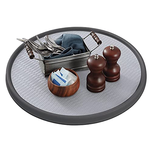 Image of Copco Non-Skid Pantry Cabinet Lazy Susan Turntable, 18-Inch, Charcoal /Light Gray