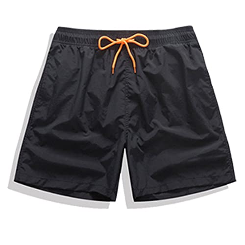 Kit 2 Bermuda Short Masculino Tactel Liso Super Macio - Preto/Laranja/G
