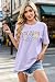 BANGELY Fantastical Shirt Women Cute Embroidered Dreamy Princess T-Shirt Family Vacation Shirt Casual Short Sleeve Tee Top A-purple
