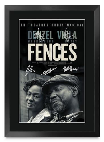 Póster de Fences enmarcado en A3 para evitar arrugas con autógrafo de Denzel Washington
