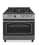 Ferre F9S50E7-MBL-RETRO 90cm Dual Fuel Range Cooker With Double Turbo Fan & 5 Burner(1 Wok) - Anthracite