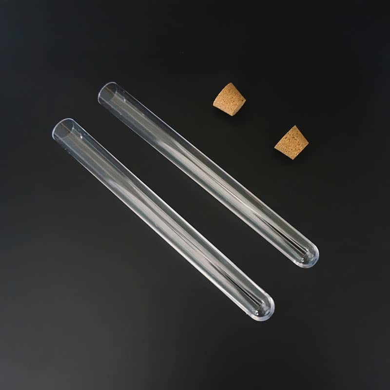 20 Stück 30 Stück 50 Stück 100 Stück 200 Stück 18 ml 15 x 150 mm Labor-Reagenzgläser aus durchsichtigem Kunststoff mit rundem Boden und Korken(100pcs)