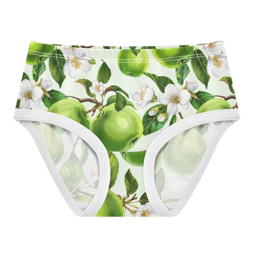 Joisal Flower Toddler Girls Underwear 2t Cotton Panties for Girl Green Apples White Flowers Undies Kids Briefs