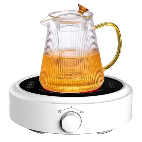 MXBAOHENG 800W Ceramic Electric Hob Portable Single Hot Plate Electric with 2 Power Levels for Home Kitchen Warming Cooking Boiling (White)