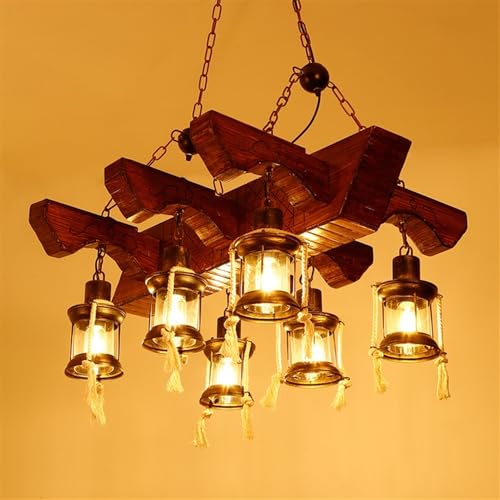 Lustre suspension 6 lumières avec chaîne en fer rustique robuste