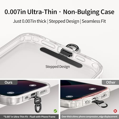Image of saxsion Phone Tether Tab & Lanyard Tab, 360 Swivel Clip - Ultra Thin Stainless Steel Universal Patch for All Phone Cases