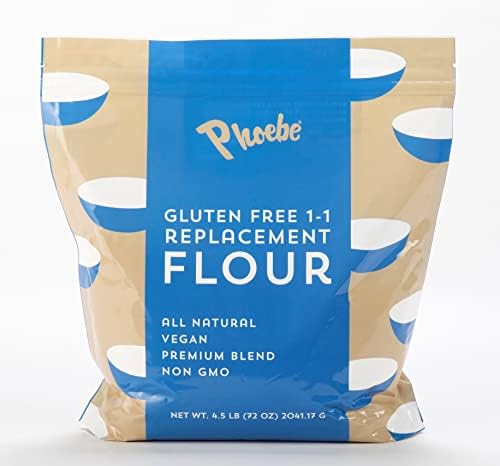 Phoebe Gluten Free 1-1 Replacement Flour 4.5 lbs ( 72 oz) - All Natural, Vegan Food, Premium Blend, Non-GMO