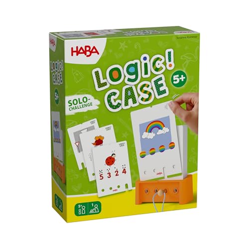 HABA 2013042001   Logic! Case Starter Set 4+, Juego Infantil de Mesa de acertijos lógicos, en Solitario y autocorrectivo. Más 4 años