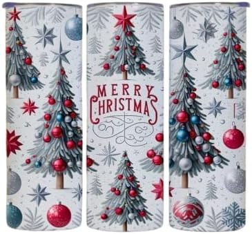 Personalized Merry Christmas Tumbler 20 oz Stainless Steel Tumbler with Lid and Straw Cup Mug