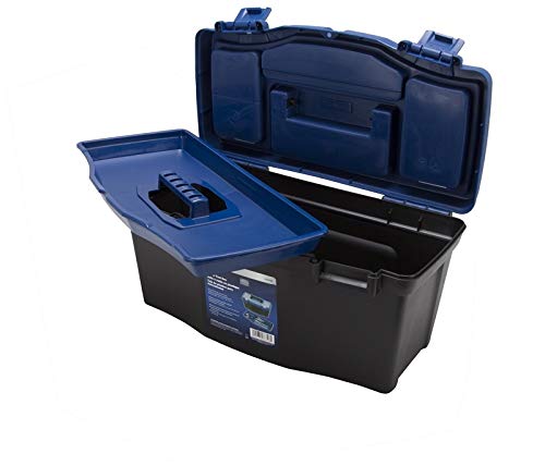 Edward Tools Plastic Tool Box With Handle - 16” Heavy Duty Organizer Box With Removable Organizer Tray And Handle - Locking Lid - Clear Easy Access Top - Built In Dividers - Pad Eye Lock #TOP1
