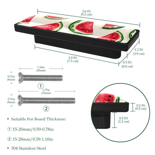 Boutons d'armoire rectangulaires pastèque rouge pour placard et tiroir de cuisine (Lot de 4) - 4