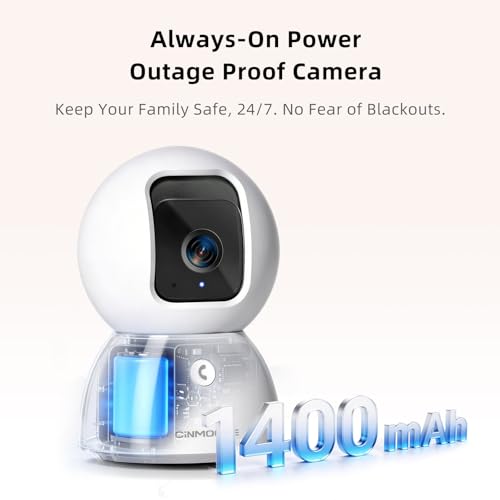 Image of 3K 5G Wi-Fi Security Camera Indoor, Backup Battery for Power Outage Protection, Free AI Tracking Facial ID, 5MP Pet /Dog Camera w / Speaker & Phone App, PTZ Baby Monitor, 0-Glow Night Vision, 2-Way Talk