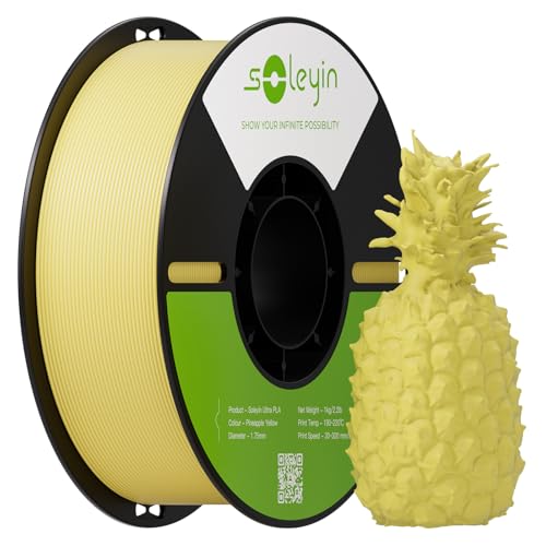 3D Printer Filament, Neatly Wound PLA Filament 1.75mm 1kg Spool (2.2lbs), High-Speed Printing, Dimensional Accuracy ±0.02mm, Strong Toughness & No Warping, Fit Most FDM 3D Printers,Yellow 1k