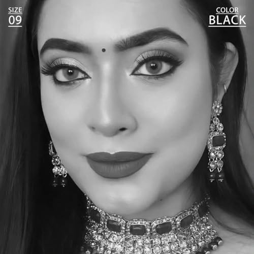 Image of PERPAA Premium Velvet Sticker Kumkum Bindi Box of 15 Flaps - Pottu for Women,Ladies, Girls (Size 9, Diameter 2mm, Black)