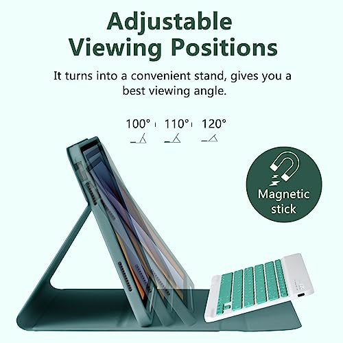 Image of MMK for iPad 11th 10th Generation Case with Keyboard (2022, 10.9 inch), Wireless Detachable Keyboard, Pencil Holder for iPad 11 inch (A16 2025), 10th Gen (10.9 Inch 2022) Green