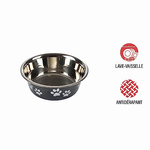 Stainless Steel Bowl with Paw Print Design D21/17cm Glossy Black, 1 Stück (1er Pack) - Image 3