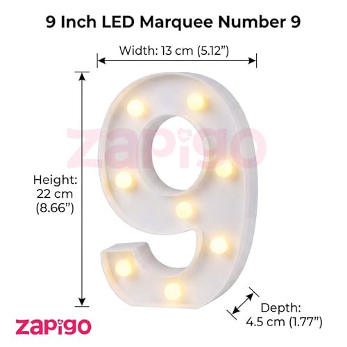 Image of Balloonistics LED Marquee Number 19 Light - Cordless Battery-Operated Light Up Number Sign for 19th Birthday, Anniversary, Wedding, Party Decoration, Wall Hanging or Table Display