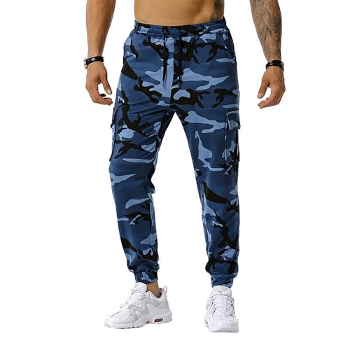 Jueshanzj Men's Sweatpants Camouflage Jogging Pants Outdoor Denim Blue XL