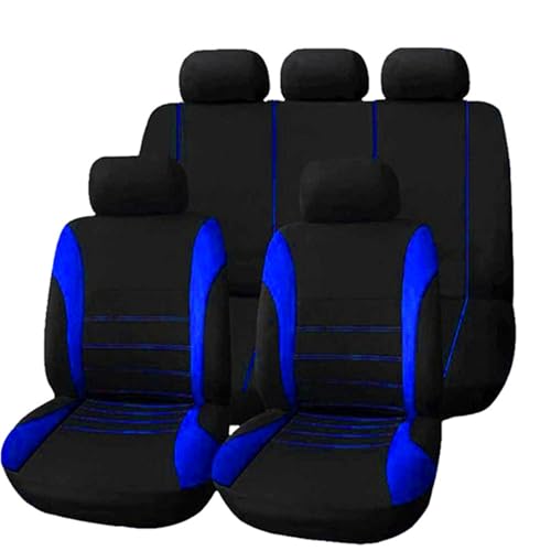 Housse de siège voiture universelle en tissu polyester bleu pour protection de 5 places