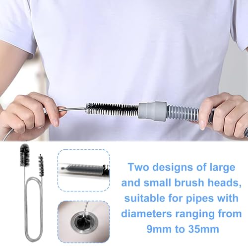 3er Set Abflussreiniger Spirale für Küche und Dusche: Edelstahl und Kunststoff Rohrreinigungsspirale, Abflussreiniger Sticks, Rohrreiniger Abflussbürste, Spirale Abfluss Rohrreinigung, Flexibel und Ef