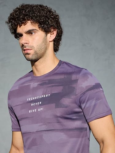 Image of TECHNOSPORT Men's Regular Fit Half Sleeve Crew Neck T-Shirt, TECHNOCOOL+ Quick Dry Moisture Wicking Stretchable Sports Gym and Casual Wear
