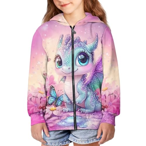 WELLFLYHOM Trendy Graphic Hoodies 6-16 Kids Girls Zipper Sweatshirt Long Sleeve Shirt Active Hoodie Kangaroo Pocket