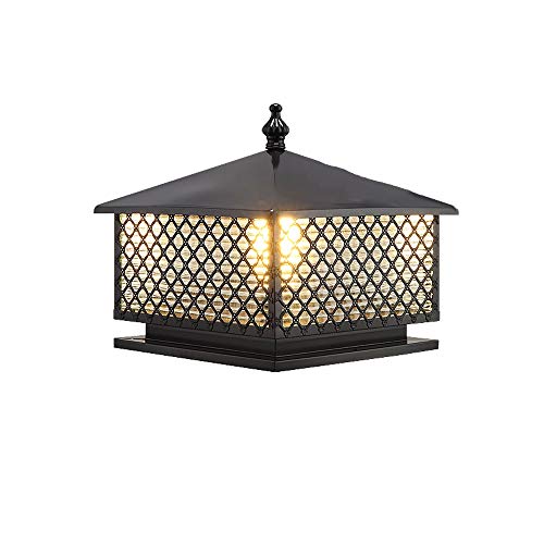 Stehleuchte, traditionell, für den Außenbereich, E27, Stehleuchte, antik, quadratisch, Außentür, wetterfest, IP55, dekorativ, Garten, Tür, Park, Garage (Größe: H 37 cm) Cover