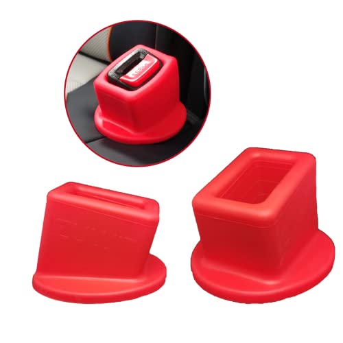 Image of Seat Belt Buckle Holder - Easy Access to The Buckles of Rear Seats - Plug The Seat Belt in with Only One Hand - Friendly to Kids, and Passengers with Special Needs (Red x2)