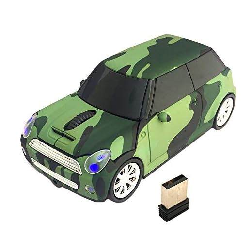 Kamouse Sports Car Shaped Wireless Mouse 3 Button Optical Mouse Ergonomic Gaming Mice with USB Receiver for PC Computer Laptop Gift