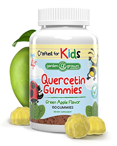 Garden Grown Essentials Quercetin Gummies for Kids - Gummy Quercetin Vitamins with Bromelain Zinc and Elderberry Formulated for Children - Immunity and Allergy Support - All Natural Made in The USA
