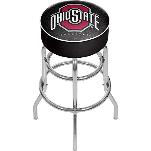 Bar Stool - Ohio State University Logo Black Stool with Foam Padded Seat - Swivel Chair for Game Room, Garage, or Home Bar by Trademark Gameroom