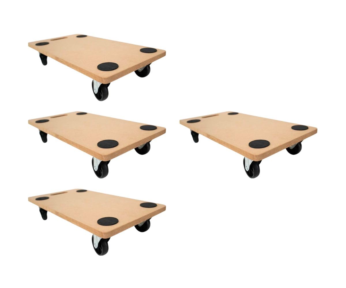 PROREGAL Mega Deal 4X Profi Plateau Roulant Hercules Charge Lourde 30x60cm Capacité de Charge 200kg 4 roulettes en Caoutchouc & poignée Panneau de Bois MDF pour Meuble, Plante & demenagement