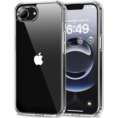 HOOMIL Case for iPhone 16e and iPhone 17e 6.1-Inch Non-Yellowing Drop Protection Anti-Scratch Transparent Hard Back Phone Cover - Crystal Clear
