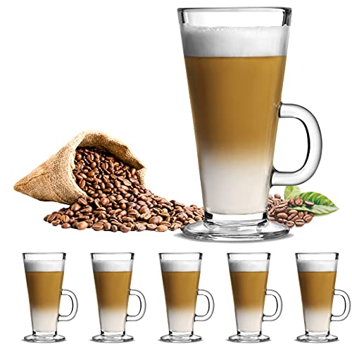Juego de 6 tazas de café con doble pared con asa de 270 ml, perfectas para té, café, café, café, café, capuchino caliente y otras bebidas calientes… Cover
