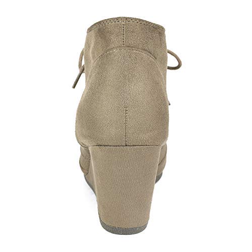 DREAM PAIRS TOMSON Women's Casual Fashion Outdoor Lace Up Low Wedge Heel Booties Shoes taupe 10 B(M) US
